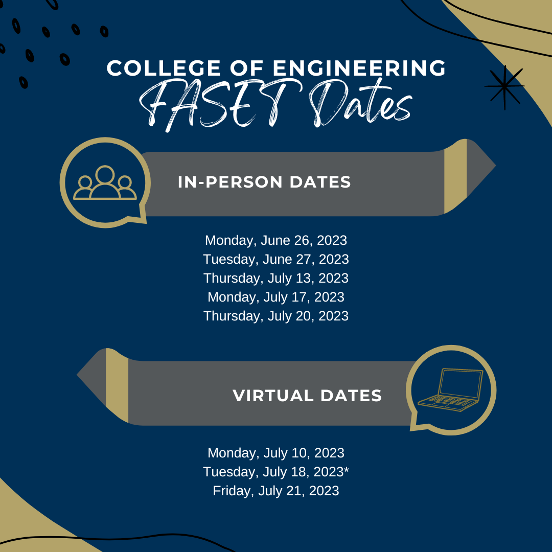 Fall FirstYear FASET Dates and Information New Student & Transition Programs
