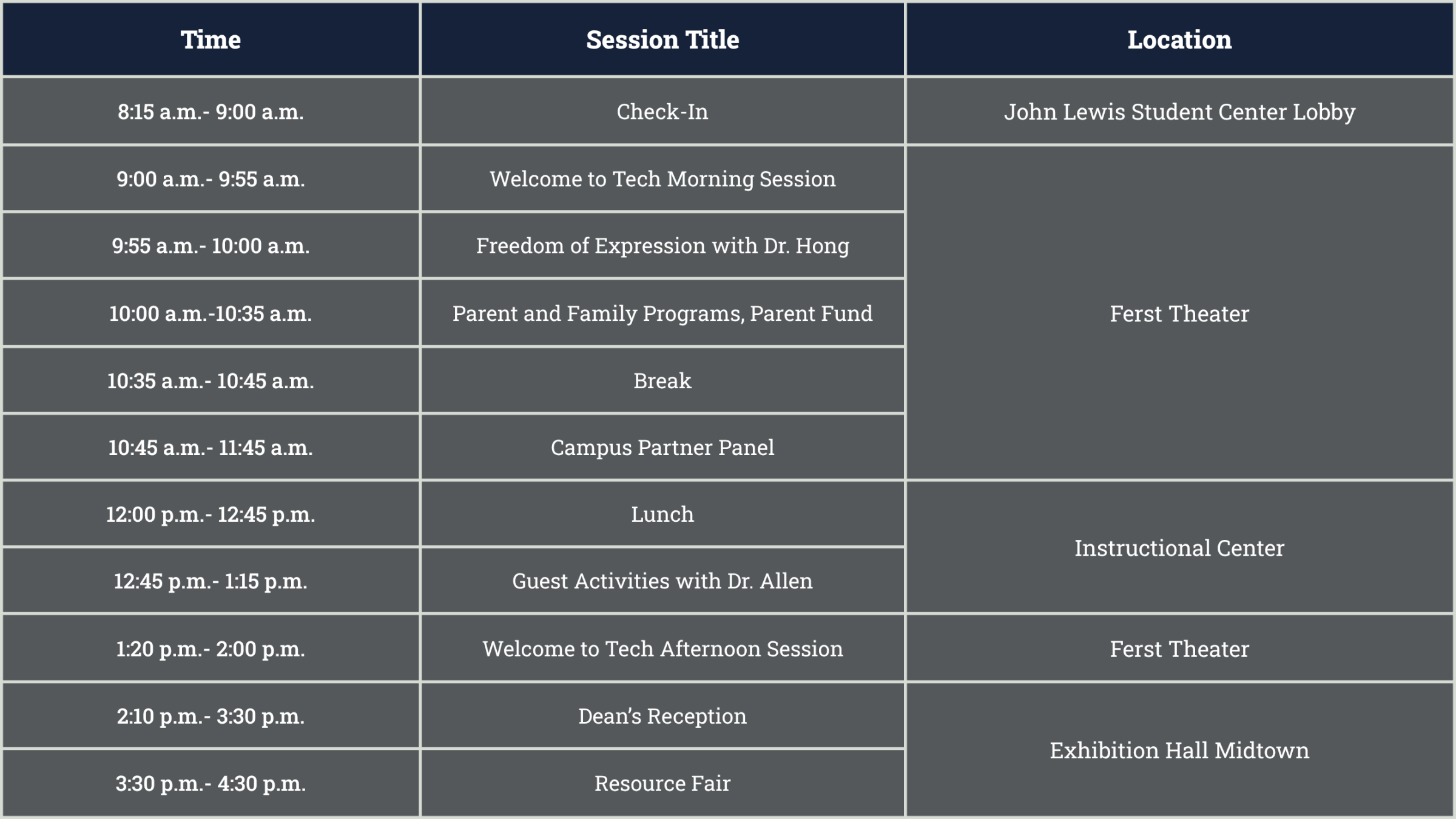 FASET in person guest schedule